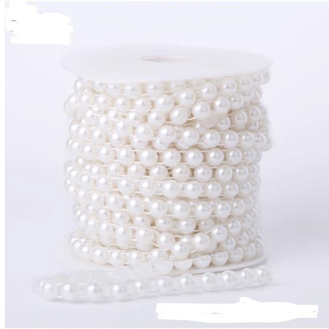 1roll 6/8/10mm Half Round Pearl Beads Chain Garland Flowers Acrylic Beads For Wedding Decoration 半面定位连线珠链 (2061L) - Image 5