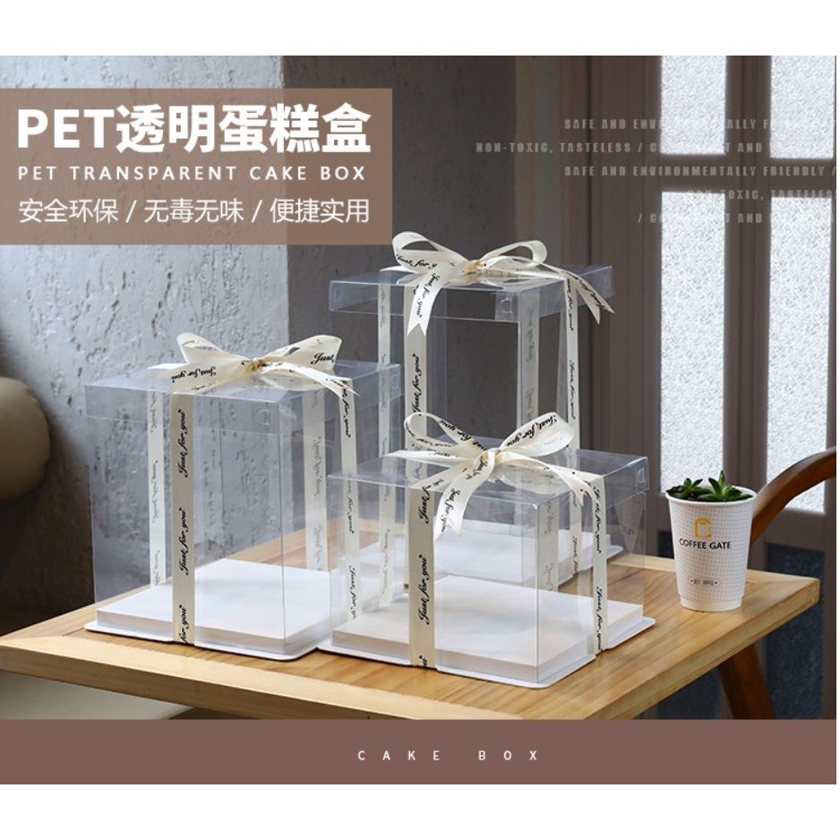 Creative Transparent Cake Boxes packaging Box Valentine Rose Bear Flower Cake Gift Box High-end Flip Cake Packing(907L)