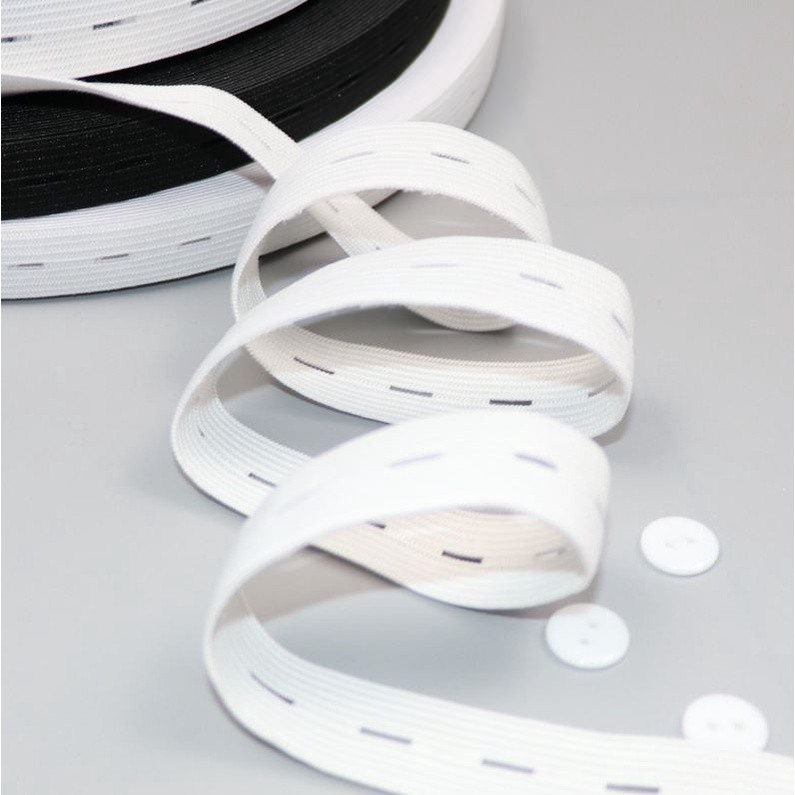 15/20/25/30mm Button Hole Ribbon Elastic Band Trim Buttonhole Pants Waist Adjustable Fabric DIY Sewing 纽扣可调节松紧带(2075L) - Image 5