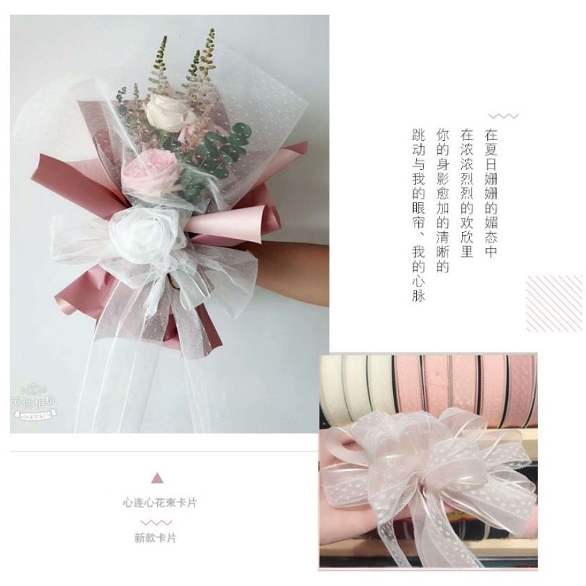 2yards Mesh Ribbon Lace Fabric Supplies For Headwear Trim Crafts Sewing Accessories Clothes DIY Wedding鲜花花束包装波点丝带(2067L) - Image 3