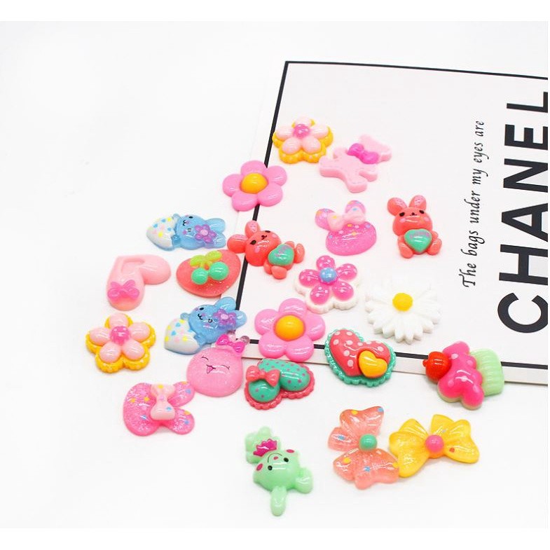 10pcs/lot Kawaii Cartoon Flatback Resin Cabochons Embellishments Flat Resins of Characters Fit Phone Deco Parts (1198L) - Image 5