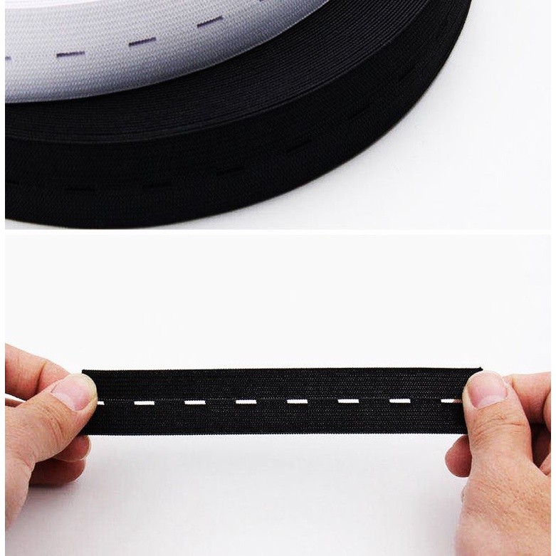 15/20/25/30mm Button Hole Ribbon Elastic Band Trim Buttonhole Pants Waist Adjustable Fabric DIY Sewing 纽扣可调节松紧带(2075L) - Image 6