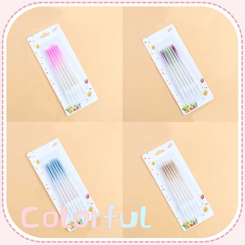 Creative Cake Candles Birthday Cake Decoration Gradient Ramp Cakes Topper Party Starry Sky Seamaid 3色渐变生日蜡烛(2069L)
