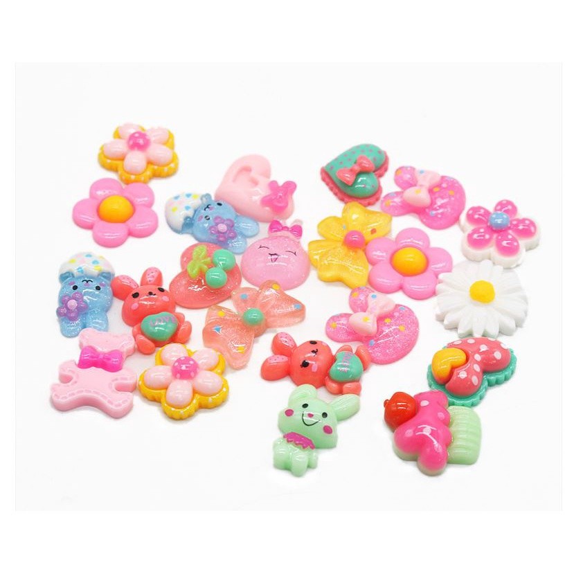 10pcs/lot Kawaii Cartoon Flatback Resin Cabochons Embellishments Flat Resins of Characters Fit Phone Deco Parts (1198L) - Image 8