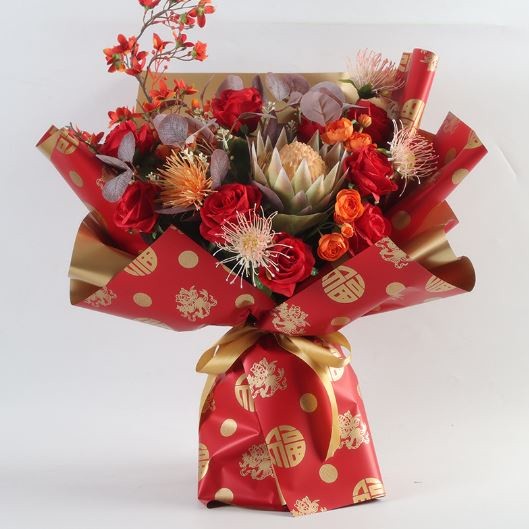 57*57CM 1pc Lunar New Year Gift Wrapping Paper Watertight Classical DIY Bouquet Two-color Eurasian 新年系列防水包花纸(2072L) - Image 7