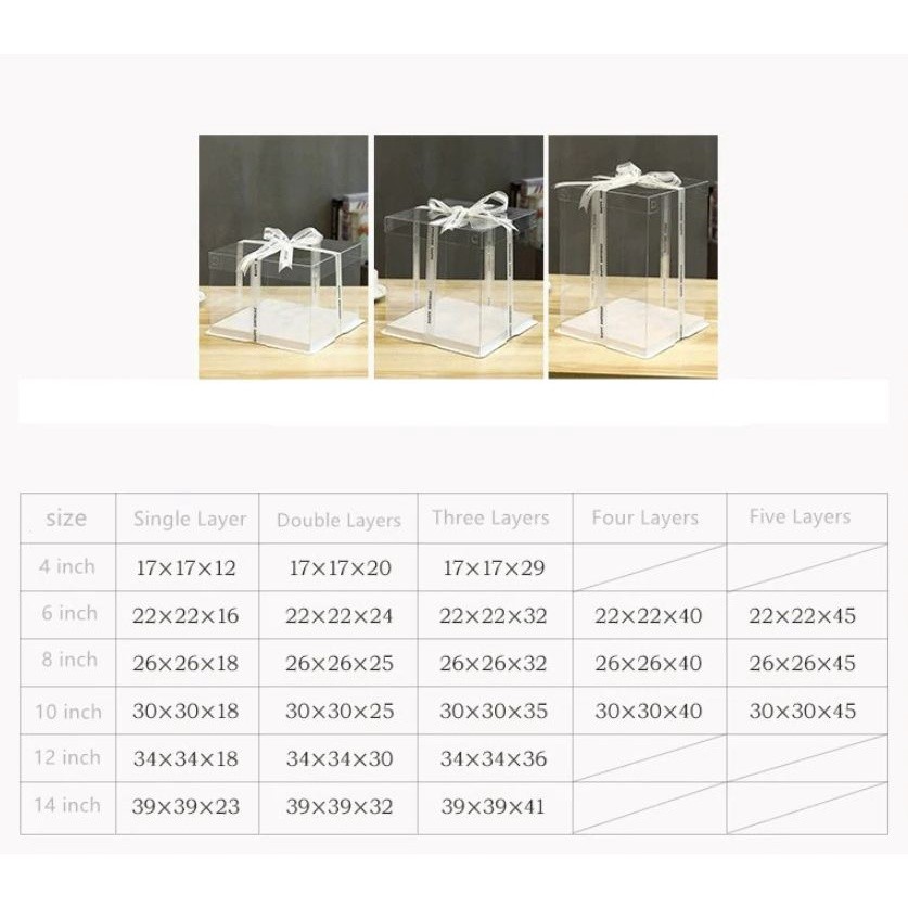 4/6/8/10/12inch White Paperboard Transparent cake box pvc flower packaging cake containers cake boxes(909L) - Image 8