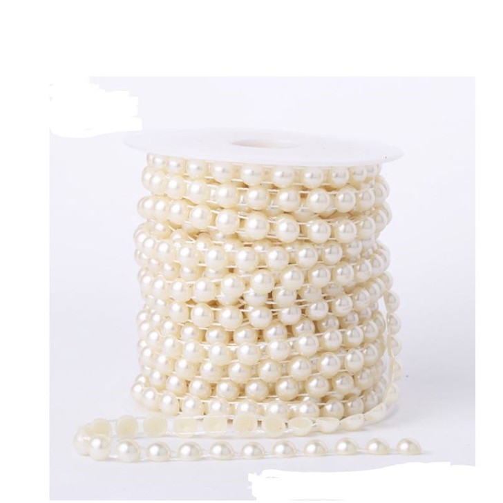 1roll 6/8/10mm Half Round Pearl Beads Chain Garland Flowers Acrylic Beads For Wedding Decoration 半面定位连线珠链 (2061L) - Image 6