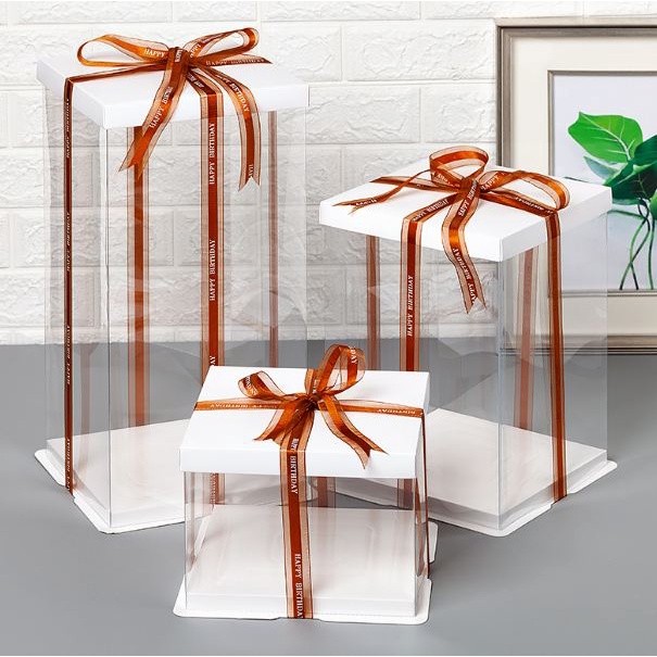 4/6/8/10/12inch White Paperboard Transparent cake box pvc flower packaging cake containers cake boxes(909L) - Image 7