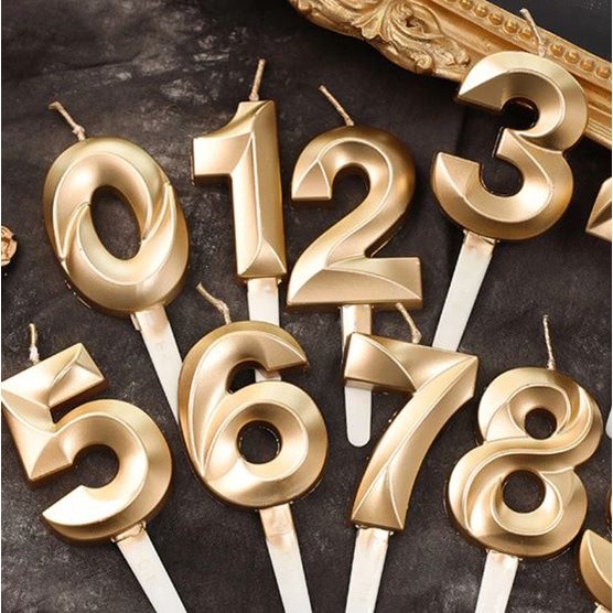 New 0 1 2 3 4 5 6 7 8 9 Cake Topper Kids Girls Boys Baby Party Supplies Decoration Colorful Birthda 数字蜡烛0-9金色钻石(2068L) - Image 2