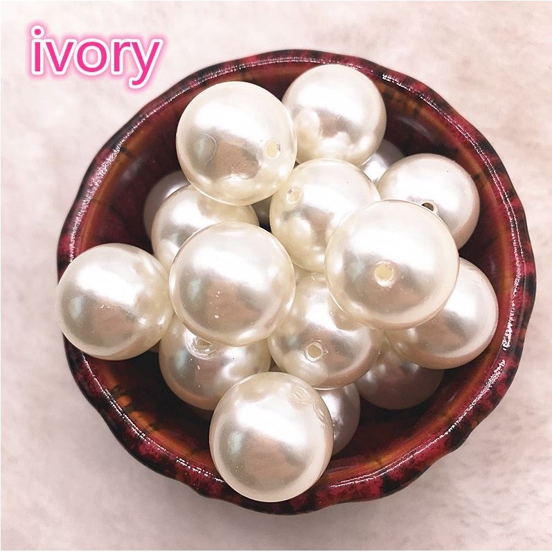 3/4/5/6/8/10/12/14/16mm Hole Ivory Round Imitation Plastic Pearl Spacer Loose Beads For Jewelry Access 直孔仿珍(1201L) - Image 8