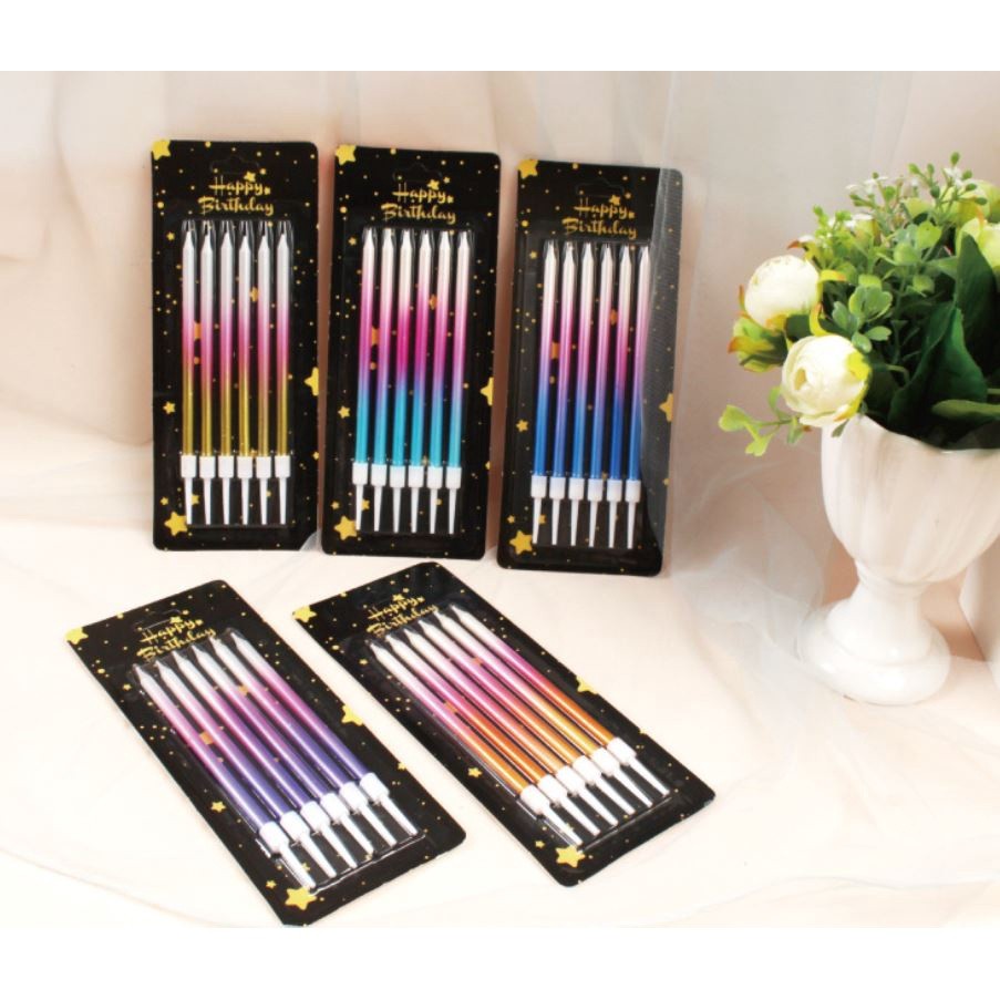 Creative Cake Candles Birthday Cake Decoration Gradient Ramp Cakes Topper Party Starry Sky Seamaid 3色渐变生日蜡烛(2069L) - Image 5