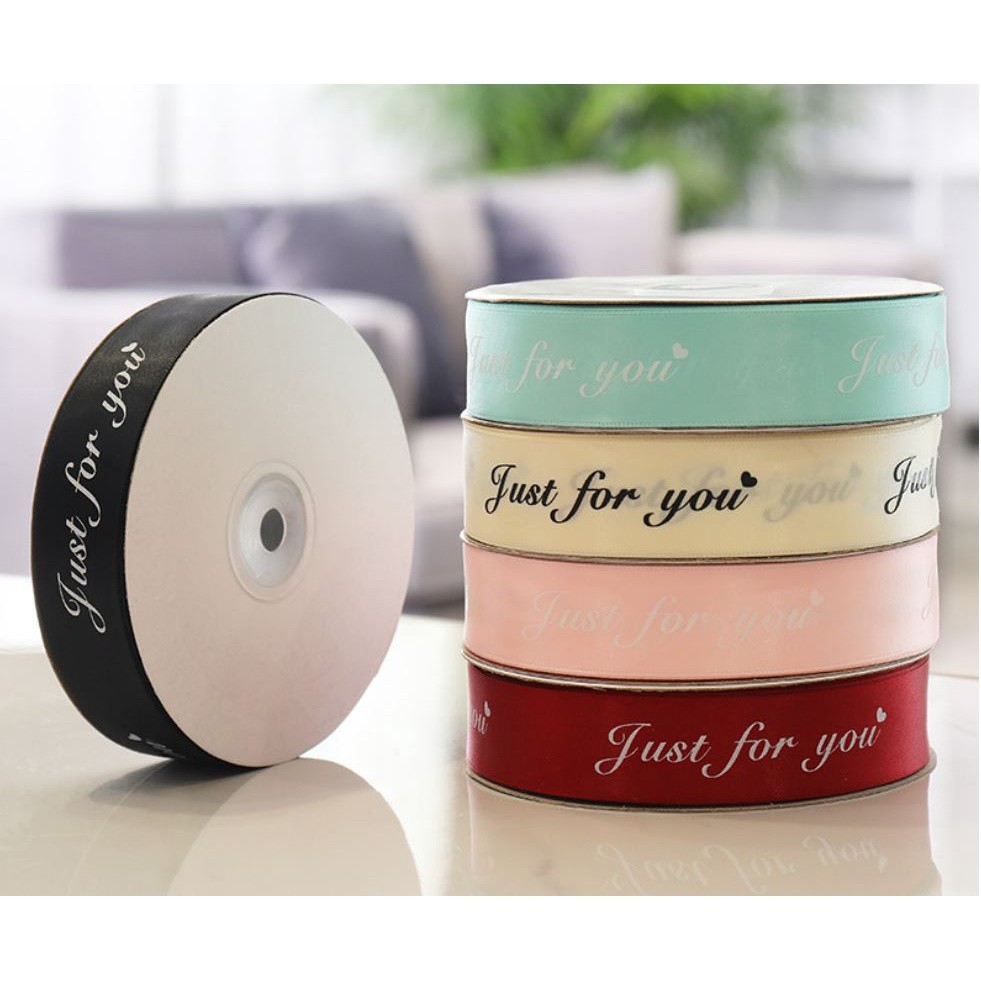 25MM 45M Just For You Printed Polyester Ribbon for Wedding Christmas Party Decorations DIY Bow Craft Ribbons (901L)