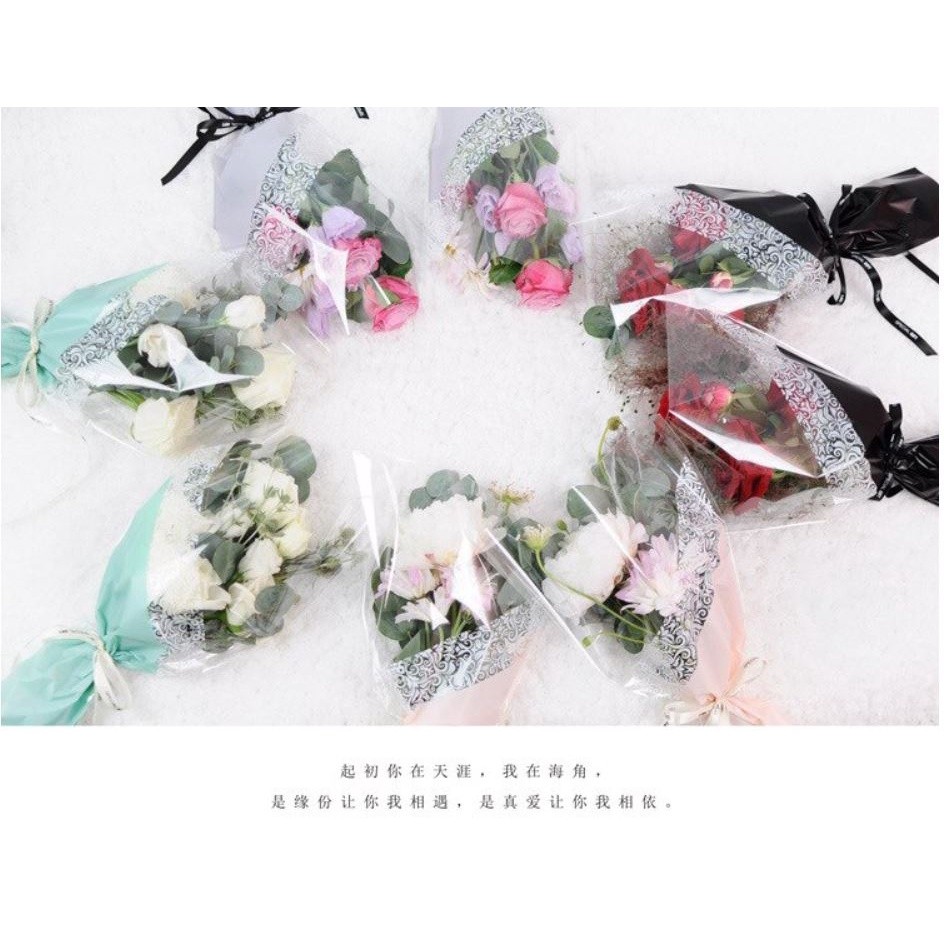 10pcs Rose Plastic Package Transparent Flower Bouquet Wrapping Paper Plastic Opp Bag Floral Packaging Bags (555L) - Image 4