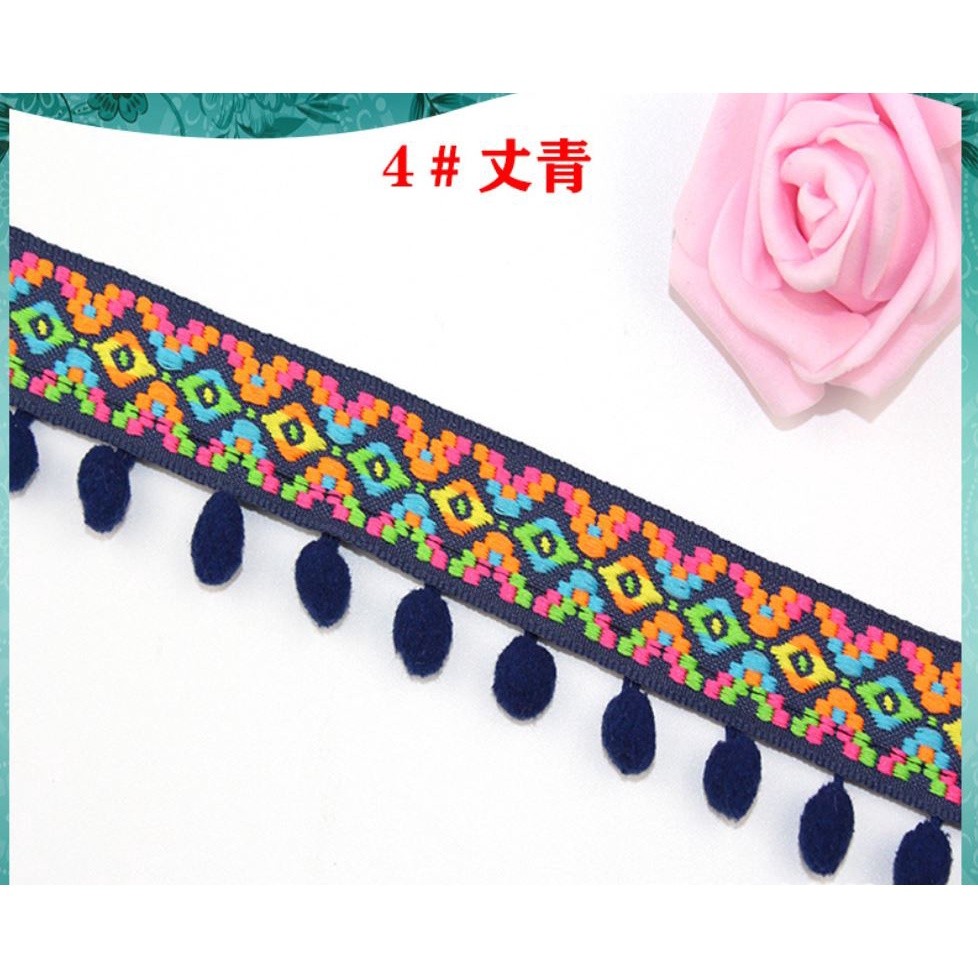 1yard Colored Ribbon Ball Fringed Lace Pompom Style Clothing Home Textile Lace Ribbon DIY Sewing Decor 民族风毛毛球花边(1919L) - Image 7