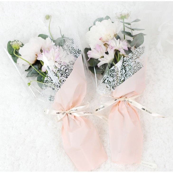 10pcs Rose Plastic Package Transparent Flower Bouquet Wrapping Paper Plastic Opp Bag Floral Packaging Bags (555L) - Image 2