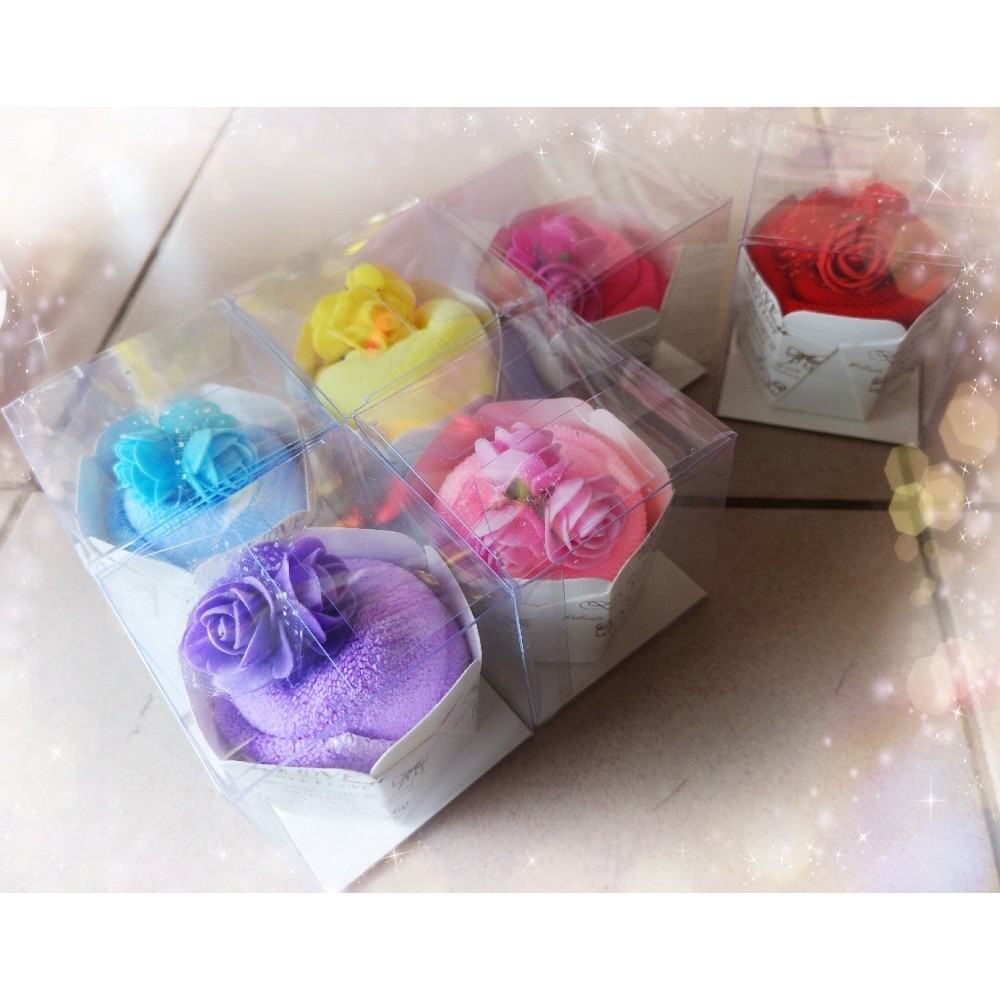READY IN STOCK 20x20cm Creative Towels Flower Cup Cake Pack Cotton Hand Towels Face Washing Towel Party Gifts(193L) - Image 2