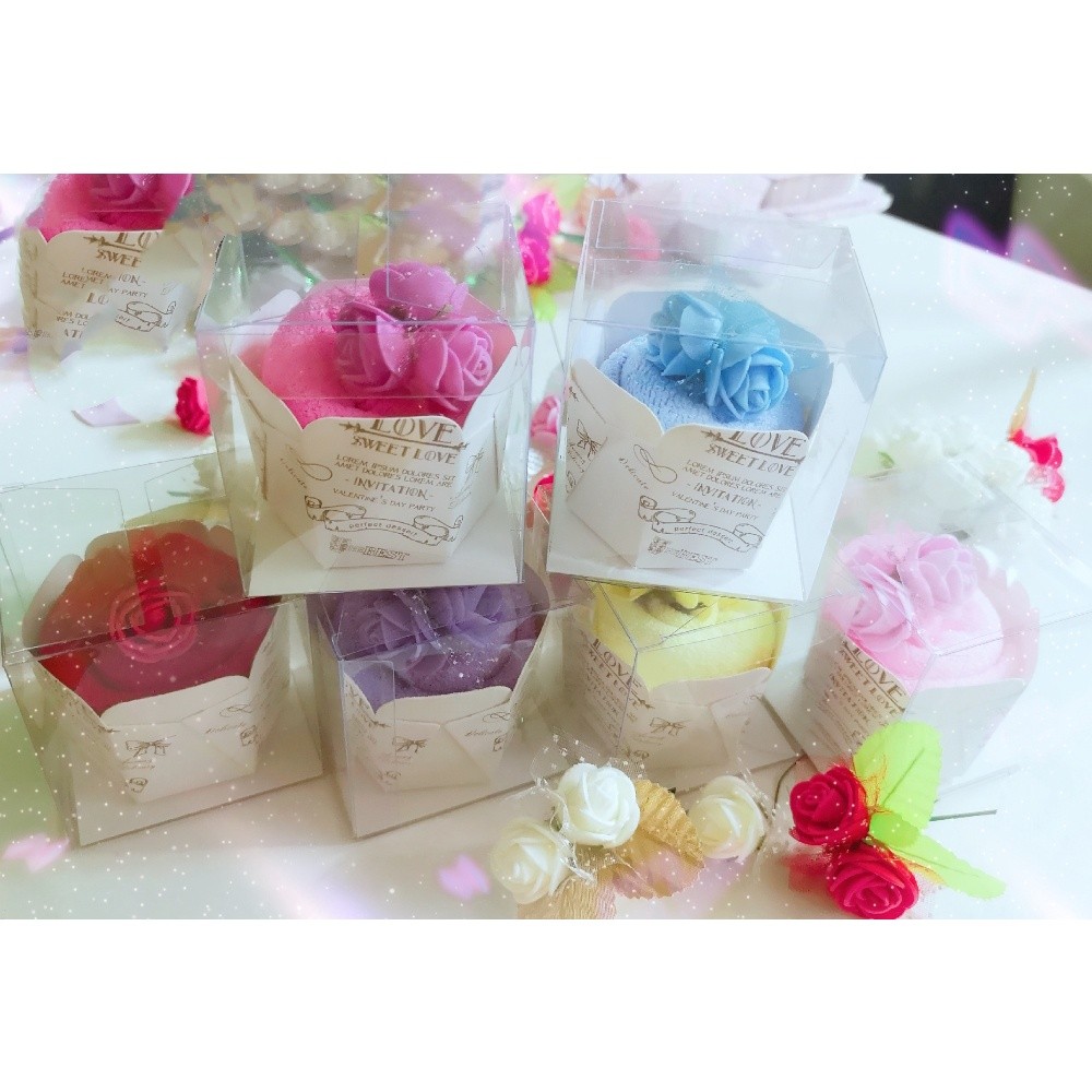 READY IN STOCK 20x20cm Creative Towels Flower Cup Cake Pack Cotton Hand Towels Face Washing Towel Party Gifts(193L)