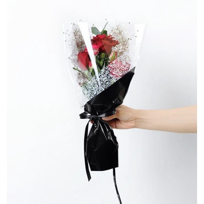10pcs Rose Plastic Package Transparent Flower Bouquet Wrapping Paper Plastic Opp Bag Floral Packaging Bags (555L) - Image 3