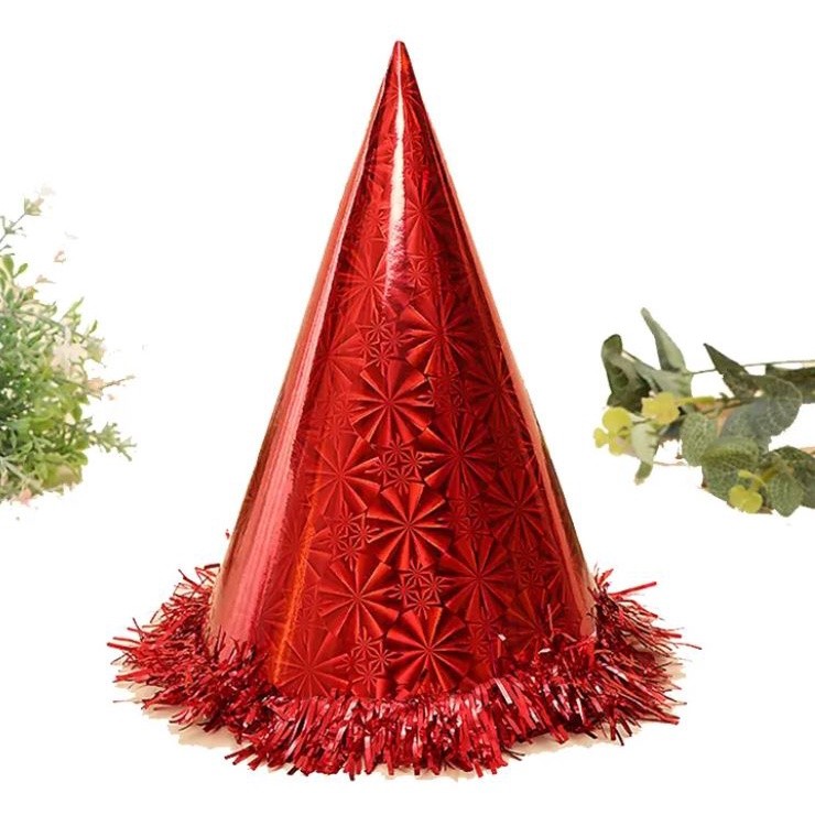 Birthday Party Hat Children Adult Birthday Party Dress Up Hat Gold Red Laser Pentagram Happy Birthday Tricorne Hat(2163L - Image 2