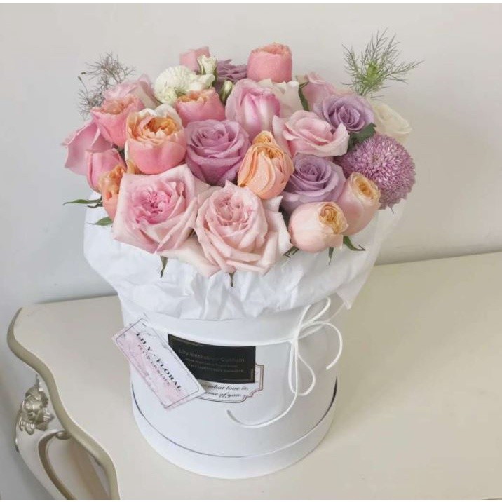 New Round Flower Paper Boxes Lid Hug Florist Flower Bucket Gift Packaging Box Gift Candy Bar Party Wedding(1245L) - Image 7