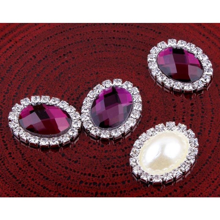 Vintage oval pearl-encrusted rhinestones Glass drill disk drill buckles Manual DIY hair accessories(339L) - Image 4