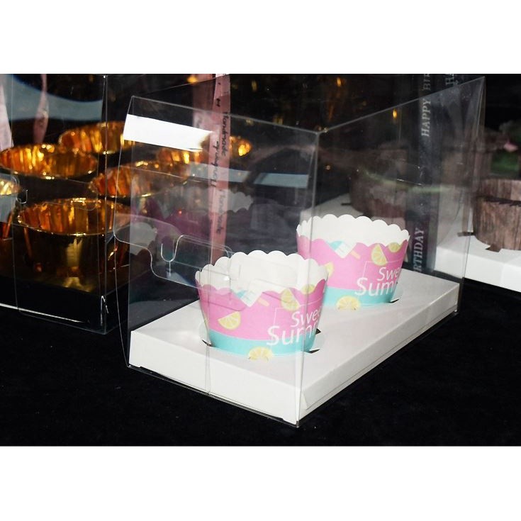 Cupcake Packaging Box Transparent 2 or 4 Grains Heightened Muffin Cup Portable Packaging Box Children's Day(1433L) - Image 9