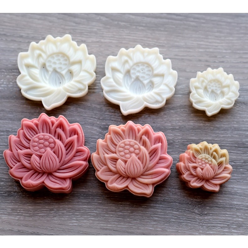 1set Plastic Mooncake Mold 50g/75/125/150g 3D Lotus Stamp Cookie Cutter Mould DIY Baking Accessories【莲花】月饼模具(2212L) - Image 3