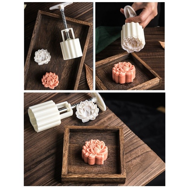 1set Plastic Mooncake Mold 50g/75/125/150g 3D Lotus Stamp Cookie Cutter Mould DIY Baking Accessories【莲花】月饼模具(2212L) - Image 6
