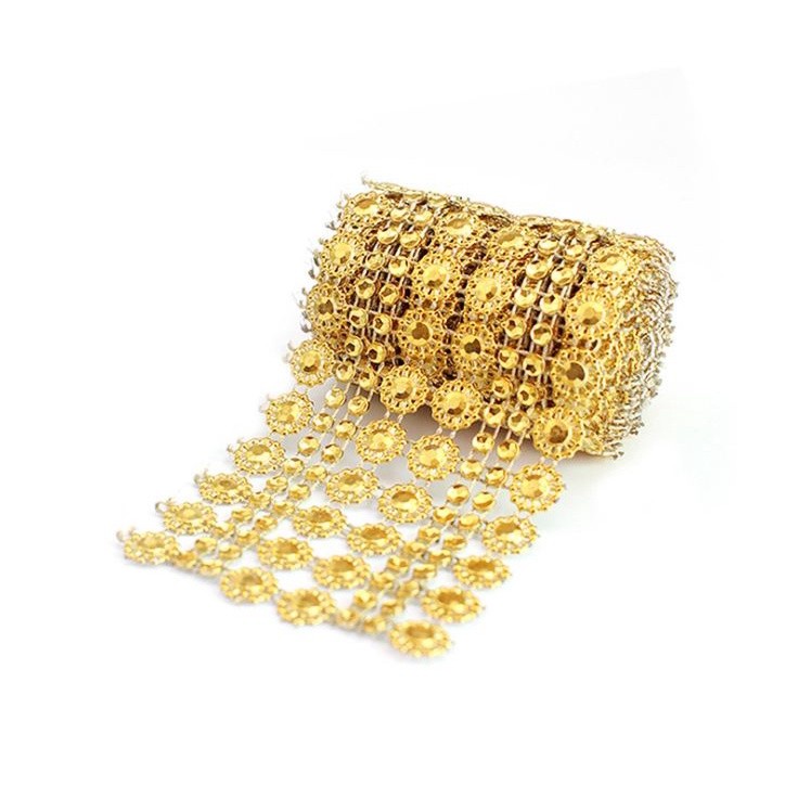 1yard Bling Sun Flower Acrylic Mesh Roll Ribbon Chain Wrap Crystal Craft Ribbons Tape Tulle Event Party Wedding(849L) - Image 7