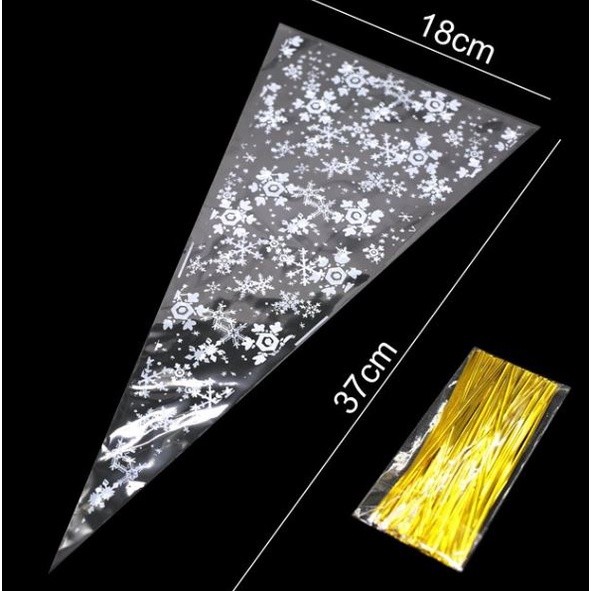 100PCS Christmas Snowflake Santa Clear Cone Treat Bags Cellophane Treat Bags Plastic Cone Bags Bags(2195L) - Image 8