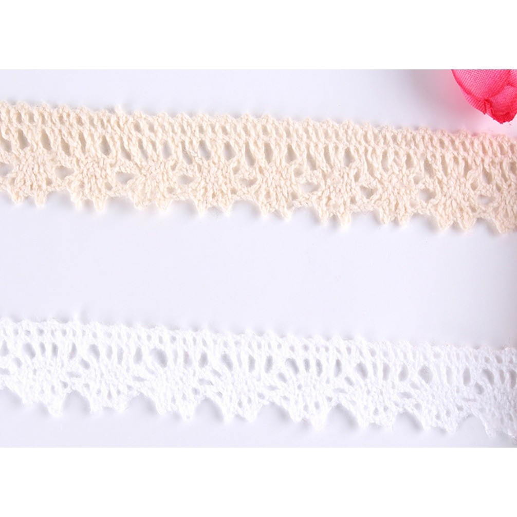 1yard Cotton Lace Trim Ribbon Beige Sewing Trim Lace Ribbon Crochet Lace Fabric DIY Wedding Party纯棉线花边(2173L) - Image 3