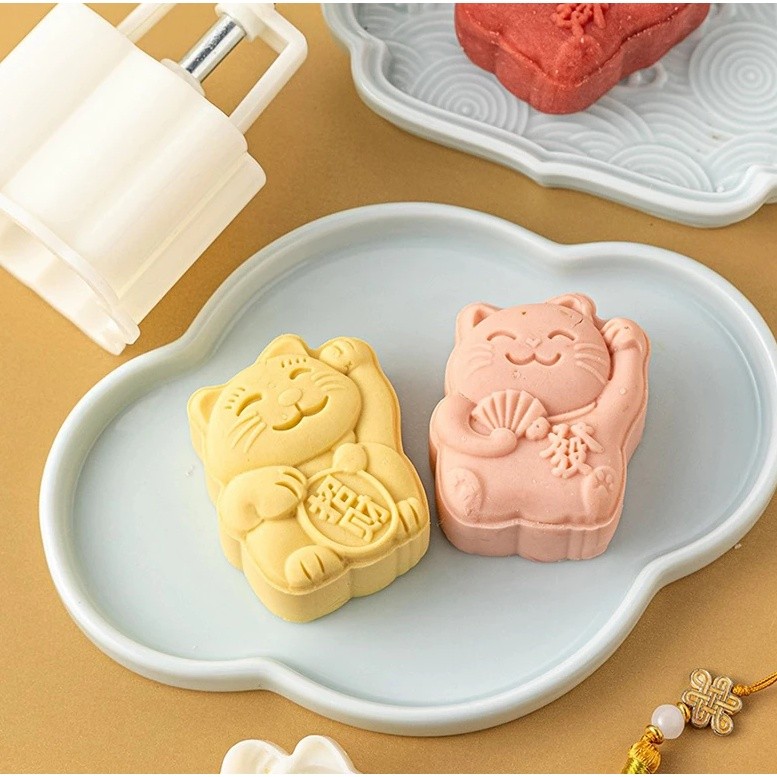 75g Lovely Cat Cake Plungers Mid-Autumn Festival Mooncake Mold Kitchen Gadgets Mooncake Pastry Tool,Pastry招财猫月饼模具(2203L) - Image 4