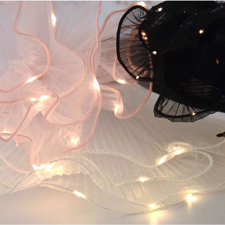 Wave Yarn Flower Wrapping Paper With Led Lights Valentines Wedding Bouquet Gift Packing Lace Mesh (2106L) - Image 9