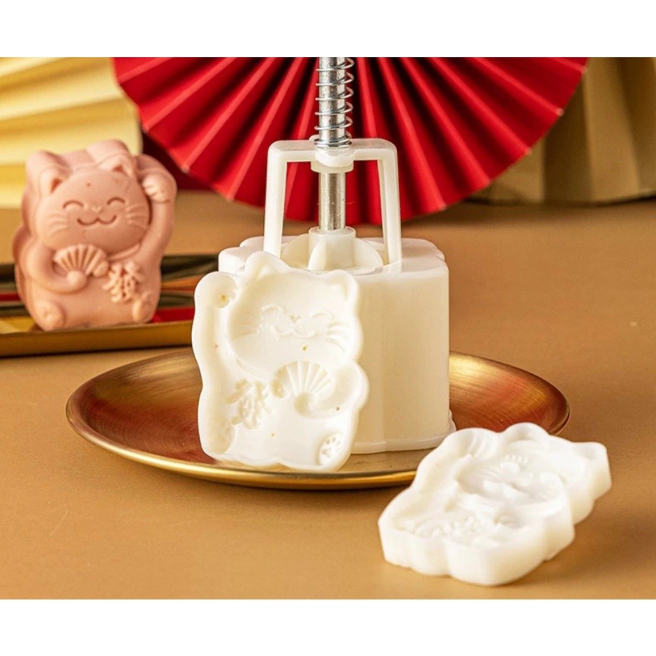 75g Lovely Cat Cake Plungers Mid-Autumn Festival Mooncake Mold Kitchen Gadgets Mooncake Pastry Tool,Pastry招财猫月饼模具(2203L) - Image 2
