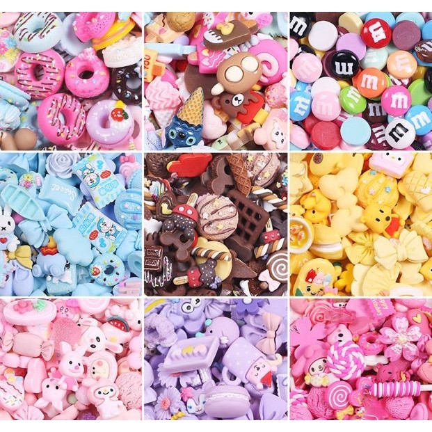 10pcs/pack Cartoon Animal/Flower Resin Flatback Slime Charms Cream Glue Resin Accessories for DIY Crafts(2139L)