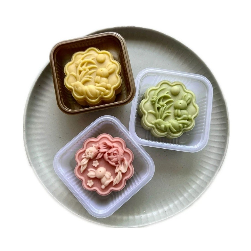 50/75g Plastic Material Mooncake Molds Mooncake Stamps Mooncake Mould Cute Bunny Shaped Baking Tool【花前月下兔】月饼模具(2217L)