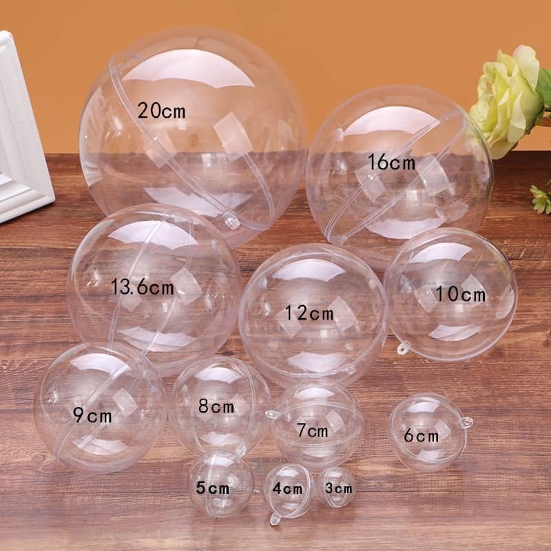 3/4/5/8/10/11/12/14/16/20cm Christmas Tress Ball Transparent Plastic Baubles Christmas Baubles Sphere Fillable (323L) - Image 11