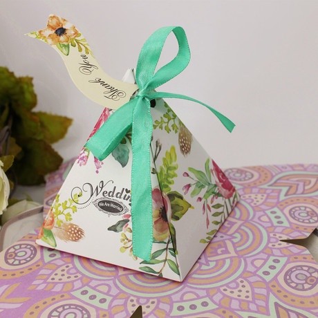 10pcs/lot Pyramid Flower Candy Box Wedding Gift Box (169L) - Image 4