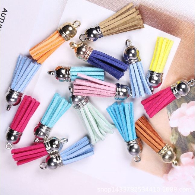 1pc 38mm Korean Velvet Small Tassel Earrings Keychain Mobile Phone Luggage Pendant (2167L)
