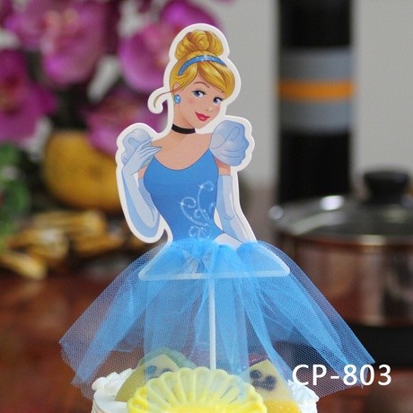 Princess Cupcake Toppers Yarn Skirt Cake Decoration Girl's Birthday Gifts 卡通纱裙插旗 (201L) - Image 2