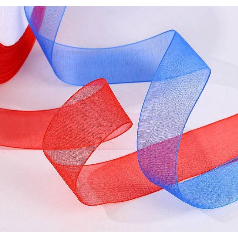 2.5cm 45m Chiffon Organza Ribbon Colorful Tape Satin Ribbons for DIY Handmade Crafts Gift Packaging Wedding Decor(2216L) - Image 3