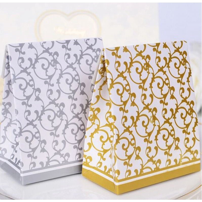 1pc Upscale Gold Sliver Flower Candy Boxes Bag Favor Sweet Cake Gift Party Wedding(135L) - Image 4
