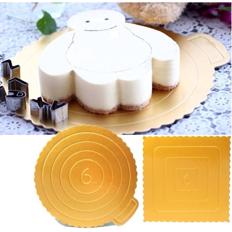 Mousse Cake Boards Paper Cupcake Dessert Displays Tray Gold Cake Board Paper Base Pastry Baking(1485L)