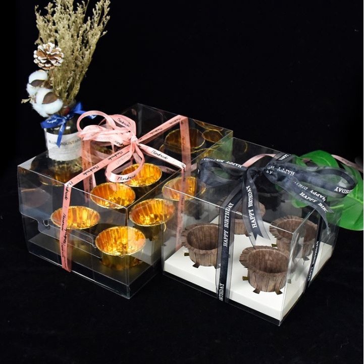 Cupcake Packaging Box Transparent 2 or 4 Grains Heightened Muffin Cup Portable Packaging Box Children's Day(1433L) - Image 4
