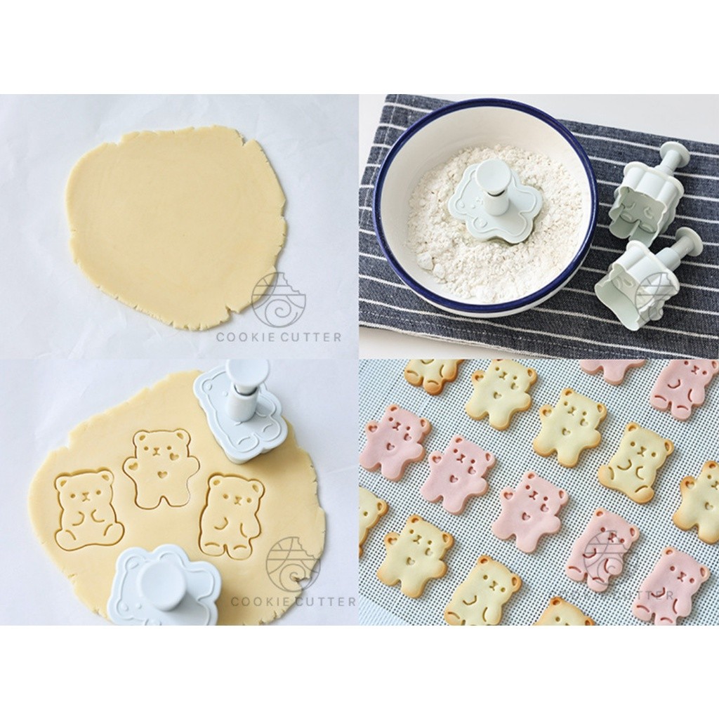Bear Pattern Cookie Cutter Valentine's Day Love Bear Animal Shape Biscuit Mold Hand Pressure Fondant 韩式卡通动物(2253L) - Image 5
