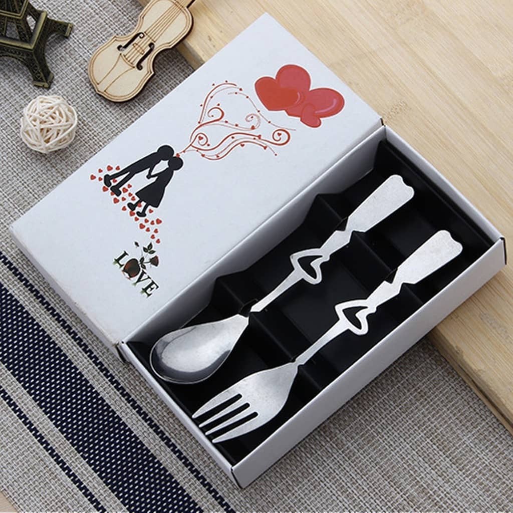 READY IN STOCKS Spoon Hollow Heart Shaped Stainless Steel Fork & spoon Tableware Fruit Set Kitchen Tools(140L) - Image 3