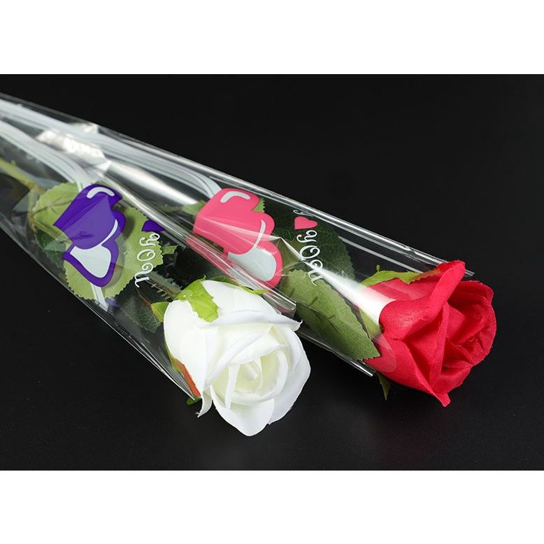 100pcs LOVE Plastic Opp Bag Floral Packaging Materials Accessory Transparency Bag Rose Single Flower Bag(566L) - Image 3