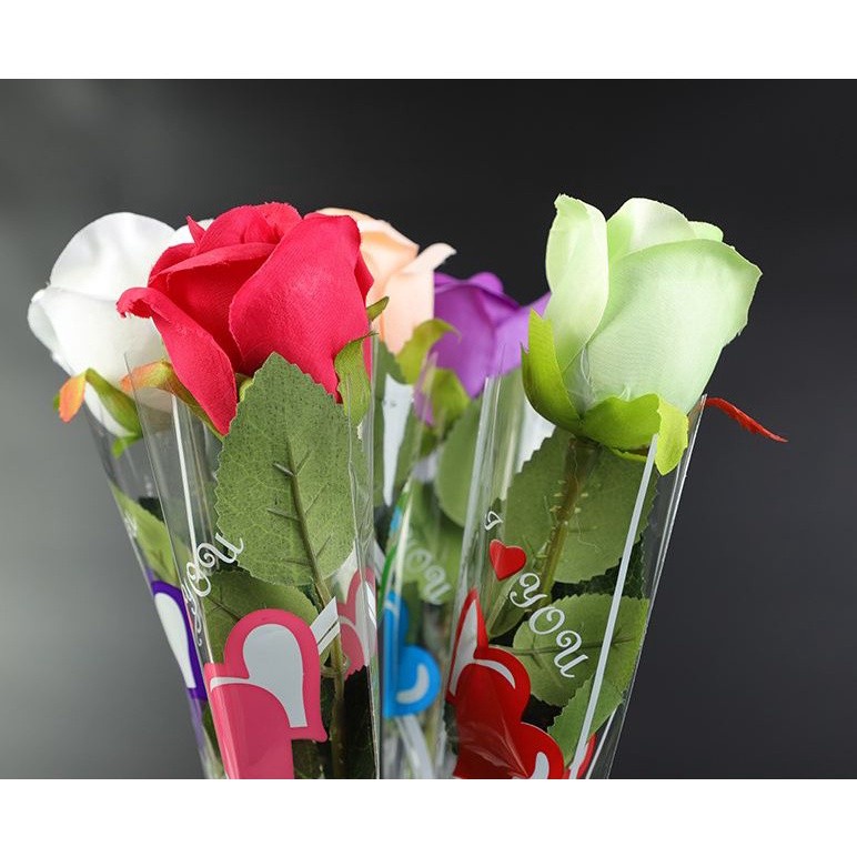100pcs LOVE Plastic Opp Bag Floral Packaging Materials Accessory Transparency Bag Rose Single Flower Bag(566L) - Image 7