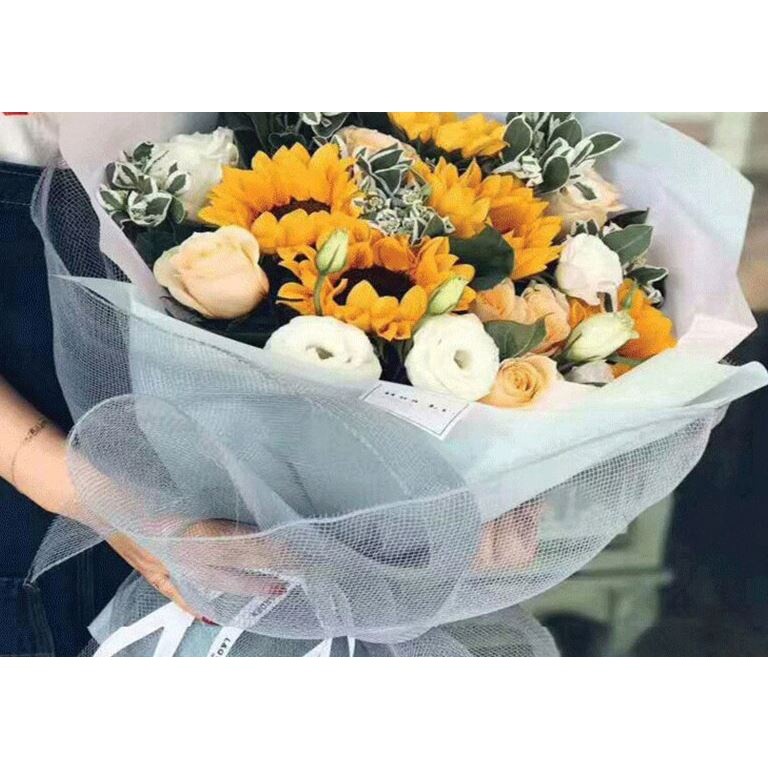 1yard Grid flower wrapping paper solid hand made Flower packaging gauze fashion creative Gift Packaging Floral (1577L) - Image 3