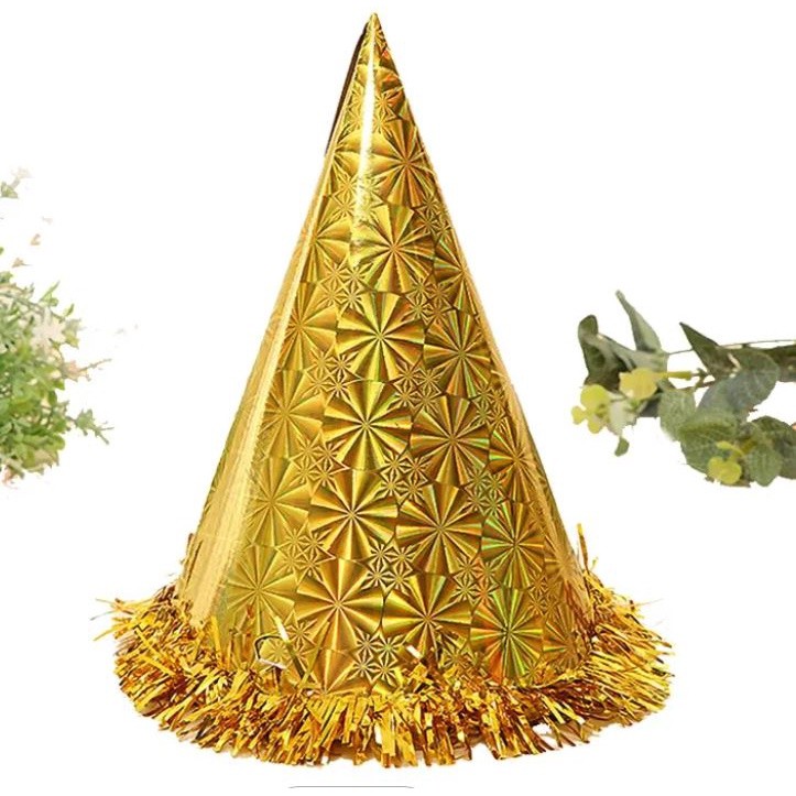Birthday Party Hat Children Adult Birthday Party Dress Up Hat Gold Red Laser Pentagram Happy Birthday Tricorne Hat(2163L - Image 3